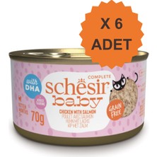 Schesir baby Sos Içinde Tavuklu ve somonlu Yavru Kedi Konservesi 70GR x 6 Adet