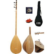 FourForce Uzun Sap Bağlama Saz Midi Set (Su Geçirmez Kılıf + Yedek Tel + Mızrap) Çift Ses Çıkışlı Yeni Başlayanlara Özel Profesyonel Set