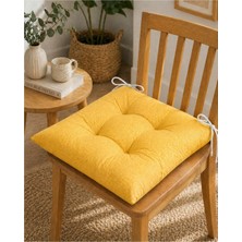 Yuvina 4'lü Sarı Sandalye Minderi 40X40 cm – Dolgulu, Yıkanabilir