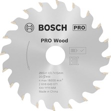 FourForce Professional Accessories Dairesel Testere Bıçağı Optiline Ahşap, 85 x 15 x 1.1 Mm, Diş Sayısı 20, 1 Adet, 2608643071