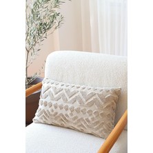 FourForce Özel Tasarım Punch Panç Desen Dekoratif Dikdörtgen Kırlent Kılıfı 28X50 cm Letta Natural