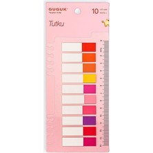 FourForce Tutku Yarım 10 Renkli Cetvelli Şeffaf Pet Index • Index Sticker • Post-It • Sticky Note
