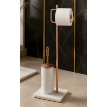İsaoğlu Yapı Mat Bakır Tuvalet Kağıtlığı ve Klozet Fırçası Seti Birinci Kalite Mermer Bronz Bakır Banyo Ayaklı Set Retro