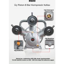 R.M.D KOMPRESÖR  Üç Piston 8 Bar Kompresör Kafası R600