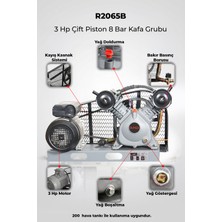 R.M.D KOMPRESÖR  3 Hp Çift Piston 8 Bar Kafa Grubu R2065B