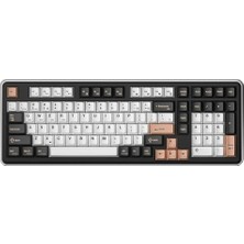Coverzone Ajazz AC100 Pro Hyacinth Switch Rgb Mekanik Oyun Klavyesi 3 Modlu Bt 5.1 2.4g USB Bağlantı Alüminyum Kasa 102 Tuş Hotkey Rgb Aydınlatmalı 4000MAH Gasket Yapı (Ajazz AC100 Pro - Beyaz Siyah)