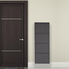 Leaf Shop Kilitli Metal Ayakkabılık Mac4-4 Kapaklı - 50X15X136 H