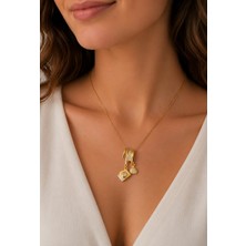 Belasso Çelik Altın Renk Zirkon Taşlı Kamera Çharmlı Kadın Kolye