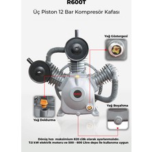 RMD Endüstriyel Ekipmanlar Üç Piston 12 Bar Kompresör Kafası R600T