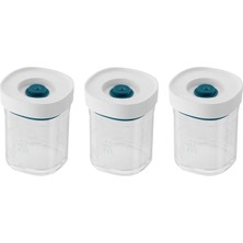 Leaf Shop Fresh & Save Cube Vakumlu Saklama Kabı Set, Xs, 3 Parça, Şeffaf Akdeniz Mavisi