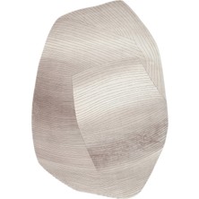 Cool Halı Lucca Krem Gri Amorf Halı Çizgili Asimetrik Oval Organik Şekilli Minimal Tasarım Viskon Salon Halısı