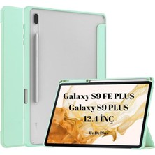 Leaf Shop Galaxy Tab S9 Fe PLUS/S10 Plus/s9 Plus ile Uyumlu Kılıf Grafiti Şeffaf Kalem Bölmeli X610-16-810-18 X820 Açık Yeşil