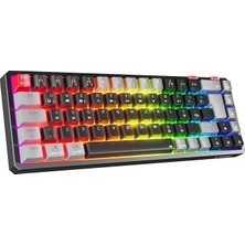 Leaf Shop Yoru Mini Pro Siyah/gri 2.4ghz+Bt5.0+Type-C Red Swich Q Mekanik Gaming Oyuncu Klavye Rgb