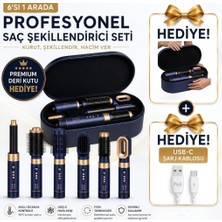 Mini More 6'sı 1 Arada Profesyonel Saç Şekillendirici Premium Deri Çanta + Type-C Kablo Hediye