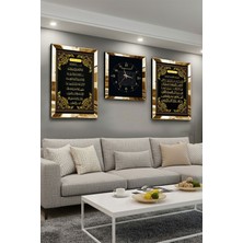 Empressco Gold Aynalı Pleksi Çerçeveli Ayetel Kürsi, Fatiha ve Esmaül Hüsna Seti