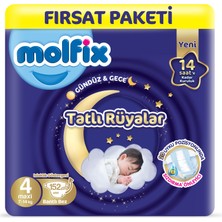 Molfix Tatlı Rüyalar Fırsat Paketi 4 Beden Maxi 152 Adet