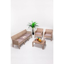 ModaLife Silva 3-1-1-S Minderli Bahçe Takımı Balkon, Bahçe, Teras Mobilyası, 5li Bahçe Oturma Grubu Cappucino