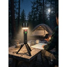 Gaman GP-287 Uzun Menzilli Kamp El Feneri 5000 Lümen / 50WATT Dijital Şarj Göstergeli + Tripod Hediyeli Kamp Lambası