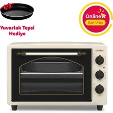 Simfer 3495 Retro Bej 34 LT Statik Mini/Midi Fırın - 4 Fonksiyon, Programlanabilir Pişirme & Isı Kontrol