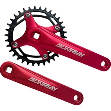 Sunrun Kırmızı 34T Tek Yaprak 7-8-9-10S Aynakol Kare Mil Uyum 170MM