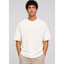 Brandhills Beyaz Renk Oversize Modal Erkek T-Shirt