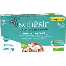 Schesir Jelly Ton Balığı ve Çipuralı Jöle Içinde Yetişkin Kedi Konservesi MULTIPACK 50GR x 6 Adet