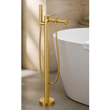 İsaoğlu Yapı Mat Gold Küvet Bataryası Küvetler Için Uygun Yüksek Model Banyo Armatürü Mat Altın Fırçalanmış