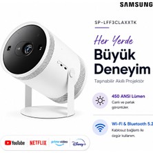 Samsung SP-LFF3CLAXXTK The Freestyle Full Hd LED Projeksiyon Cihazı Akıllı Tv Özellikli 360° Ses Wi-Fi Bluetooth HDR10 Beyaz