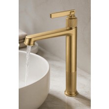 İsaoğlu Yapı Mat Gold Retro Çanak Lavabo Bataryası Fırçalanmış Altın Vintage Çanak Uyumlu Armatür Pirinç
