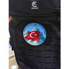 MEKOTEX "sırtımızı Yaslamayız, Sırtımızda Taşırız" Yazılı Türk Bayraklı Dağ Motifli 3D Plastik Patch(Peç) Lazer Kesim Arma