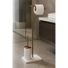 İsaoğlu Yapı Antik Gold Tuvalet Kağıtlığı ve Klozet Fırçası Seti Birinci Kalite Mermer Eskitme Gold Banyo Ayaklı Set Retro