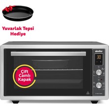 Simfer 4559 İnox Gri 45 LT Turbo Fan Mini/Midi Fırın - 6 Fonksiyon, Dijital Ekran, Pop-Up Düğme,Yoğurt Yapma