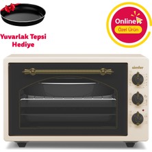 Simfer 4295 Retro Bej 42LT  Turbo Fan Mini/Midi Fırın – 6 Fonksiyon, Yoğurt Yapma & Buz Çözme Özellikli