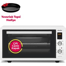 Simfer 4558 Beyaz 45 LT Turbo Fan Mini/Midi Fırın -  6 Fonksiyon, Dijital Ekran, Pop-Up Düğme,Yoğurt Yapma