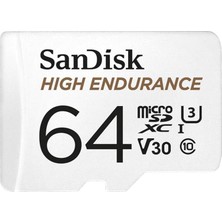 High Endurance Microsdxc Hafıza Kartı 64 GB + Adaptör (Dash Camları ve Özel Güvenlik Kameraları Için, 100 Mb/s Okuma, Full Hd ve 4K Videolar Için V30)