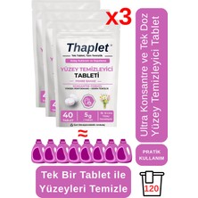 Thaplet Yüzey Temizleyici Tableti 120 Adet 3 Paket Ultra Kullanışlı Konsantre Tablet