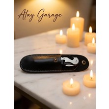 Atay Garage Siyah Metal Tirbuşon ve Kılıfı Şarap Mantarı Açacagı Tirbison