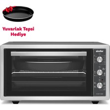Simfer 4507 İnox Gri 45 LT Turbo Fan Mini/Midi Fırın - 6 Fonksiyon, Pop-Up Düğme, Yoğurt Yapma & Buz Çözme