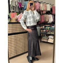 Moda Rüyası Kadın Siyah Saten Etek