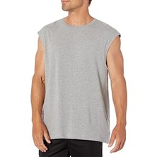 ROCKANDROLL Düz Kesik Kol / Kolsuz Gri Oversize T-Shirt