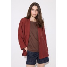 Gusto Rahat Kesim Tencel Ceket  - Kiremit