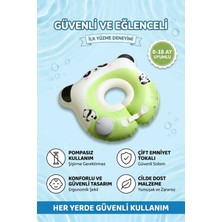 Oglo Çocuk Bel Simidi Süngerli Panda Figürlü Emniyet Tokalı Pompasız Kullanım Yüzme Simidi