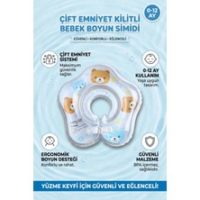 Oglo Çocuk Yüzme Simidi Süngerli Ayıcık Temalı Çift Emniyetli Mavi Yüzme Boyunluğu