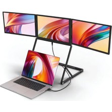 Ultrax 15.6" Üçlü Taşınabilir Monitör Katlanabilir Ayaklı Çoklu Ekran Full Hd IPS
