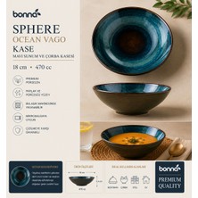 Bonnami Bonna Sphere Ocean Vago Kase 18 cm 470 cc - Mavi Sunum ve Çorba Kasesi