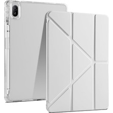 Huawei ile Uyumlu Matepad Se 11 Kılıf Zore Tri Folding Kalem Bölmeli Standlı Kılıf Gri