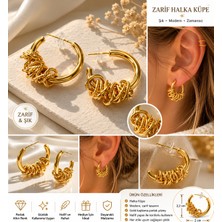 Kase Jewelry Altın Renkli, Paslanmaz Çelik, Burgu Detaylı Halka Küpe