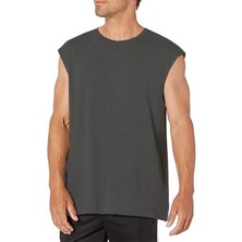 ROCKANDROLL Düz Kesik Kol / Kolsuz Antrasit Oversize T-Shirt