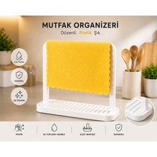 Ddm Global Mutfak Organizeri  Su Toplama Hazneli Tezgah Üstü Bez ve Sünger Düzenleyici Minimal Tasarım  19 x 17 cm