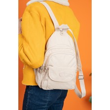 Nemo Bags  Krem Body Bag Özel Fermuarlı, Göğüs Askılı, Tek Kol, Çift Kol Sırt Çantası